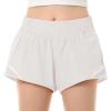 QooNoo Girls Athletic Shorts with Zipper Pocket Lightweight Elastic Waist Running Shorts for Teen Girls Kids Active Sports (White,Medium) view 1