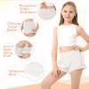 QooNoo Girls Athletic Shorts with Zipper Pocket Lightweight Elastic Waist Running Shorts for Teen Girls Kids Active Sports (White,Medium) view 3