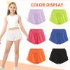 QooNoo Girls Athletic Shorts with Zipper Pocket Lightweight Elastic Waist Running Shorts for Teen Girls Kids Active Sports (White,Medium) view 4