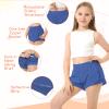 QooNoo Girls Athletic Shorts with Zipper Pocket Lightweight Elastic Waist Running Shorts for Teen Girls Kids Active Sports (Blue,X-Large) view 3