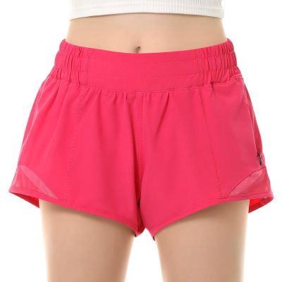 QooNoo Girls Athletic Shorts with Zipper Pocket Lightweight Elastic Waist Running Shorts for Teen Girls Kids Active Sports (Hot Pink,Small)
