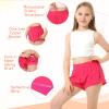 QooNoo Girls Athletic Shorts with Zipper Pocket Lightweight Elastic Waist Running Shorts for Teen Girls Kids Active Sports (Hot Pink,Small) view 3