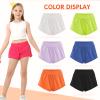 QooNoo Girls Athletic Shorts with Zipper Pocket Lightweight Elastic Waist Running Shorts for Teen Girls Kids Active Sports (Hot Pink,Small) view 4