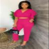 AIIYYQB Sexy Summer Two Piece Sets for Women Dressy Crop Top Elegant Vacation Brunch Pants Suit Going Out Outfit view 3