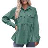 Women Corduroy Shirts Casual Oversized Button Down Shacket Jacket Long Sleeve Boyfriend Plus Size Blouse Pocket Tops view 1