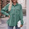 Women Corduroy Shirts Casual Oversized Button Down Shacket Jacket Long Sleeve Boyfriend Plus Size Blouse Pocket Tops view 2