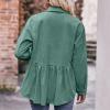 Women Corduroy Shirts Casual Oversized Button Down Shacket Jacket Long Sleeve Boyfriend Plus Size Blouse Pocket Tops view 3