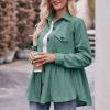 Women Corduroy Shirts Casual Oversized Button Down Shacket Jacket Long Sleeve Boyfriend Plus Size Blouse Pocket Tops view 4
