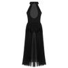 Alvivi Big Girls Mock-Neck Leotard Lyrical Dance Dress Sheer Modern Contemporary Costumes Black 10-12 Years view 2