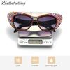 bullabulling Oversized Diamond Sunglasses Women Rhinestone Cat Eye Sunglasses Vintage Cake bling party sunglasses Eyewear (red) view 3