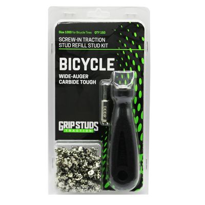 1000-2.2 mm Prominence GRIPSTUDS, Pack of 150 Studs for Two Fat Bike Tires, Tungsten Carbide Tipped Screw in Studs for Improved Mountain Bikes Traction - Includes Installation Tool