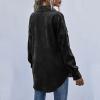 Women Corduroy Shirts Casual Oversized Button Down Shacket Jacket Long Sleeve Boyfriend Plus Size Blouse Pocket Tops view 3