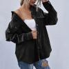 Women Corduroy Shirts Casual Oversized Button Down Shacket Jacket Long Sleeve Boyfriend Plus Size Blouse Pocket Tops view 4