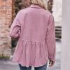 Women Corduroy Shirts Casual Oversized Button Down Shacket Jacket Long Sleeve Boyfriend Plus Size Blouse Pocket Tops view 3
