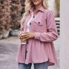 Women Corduroy Shirts Casual Oversized Button Down Shacket Jacket Long Sleeve Boyfriend Plus Size Blouse Pocket Tops view 4