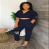 AIIYYQB Sexy Summer Two Piece Sets for Women Dressy Crop Top Elegant Vacation Brunch Pants Suit Going Out Outfit view 3