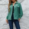 Women Corduroy Shirts Casual Oversized Button Down Shacket Jacket Long Sleeve Boyfriend Plus Size Blouse Pocket Tops view 4