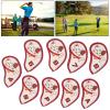 9pcs Golf Iron Head Covers Set,Lucky Cat Golf Iron Cover,Lovely Red Durable PU Golf Iron Head Covers Headcover Fortune Cat Embroidered Fit All Brands view 4