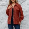 Women Corduroy Shirts Casual Oversized Button Down Shacket Jacket Long Sleeve Boyfriend Plus Size Blouse Pocket Tops view 2