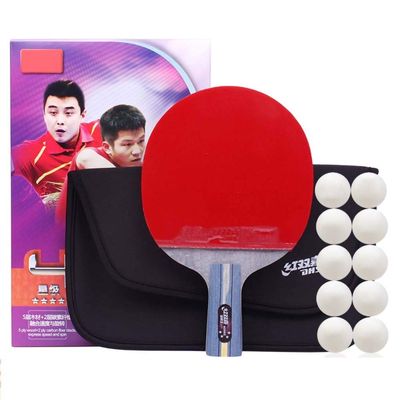 Lerten Four-Star Table Tennis Bat Ping Pong Racket 5 Layers of Solid Wood and 2 Layers of Carbon Fiber Suitable for Beginners and Intermediate/As Shown/Short Handle ( Color : As Shown , Size : Short H