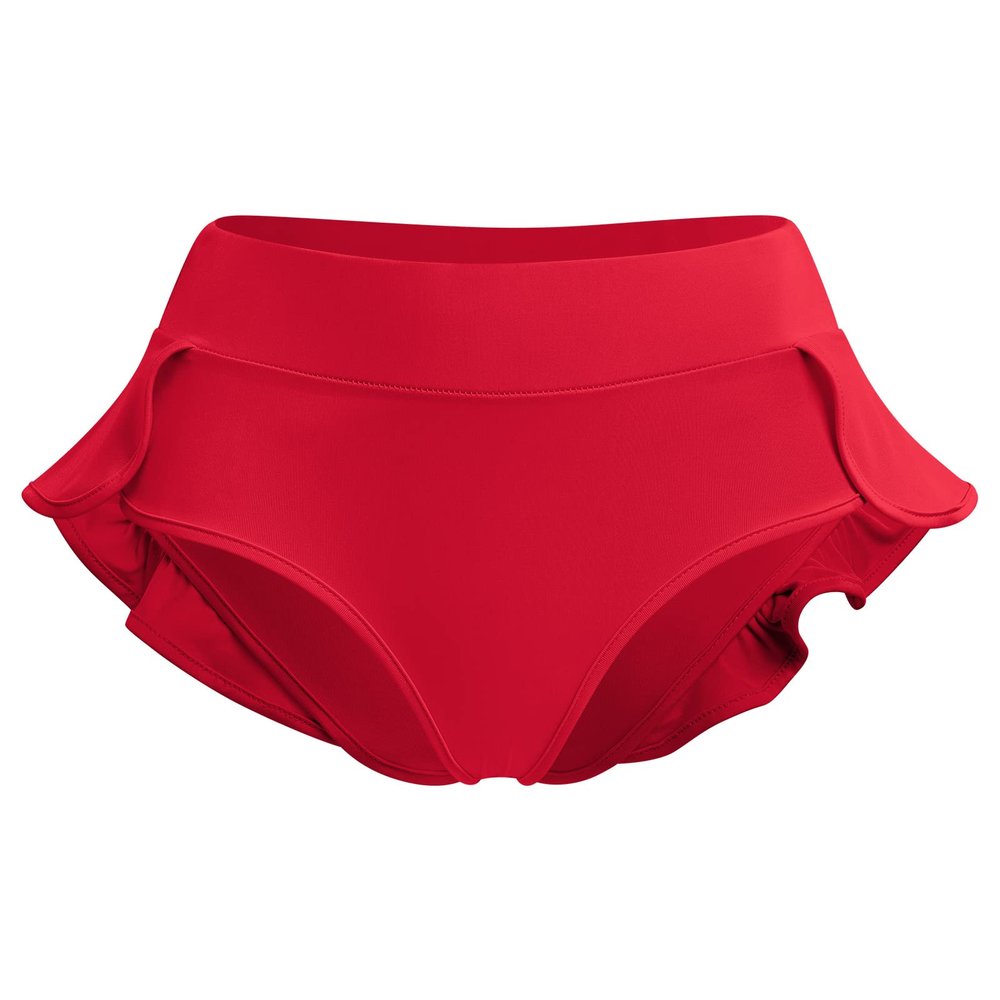 ODASDO Women's Pole Dance Outfit Rave Shorts Ruffle Panties Skirt Electric Forest Festival Clothes High Waist Booty Bottoms Hot Pants Swimsuit Yoga Workout Active Fitness EDM Clubwear Red M