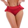 ODASDO Women's Pole Dance Outfit Rave Shorts Ruffle Panties Skirt Electric Forest Festival Clothes High Waist Booty Bottoms Hot Pants Swimsuit Yoga Workout Active Fitness EDM Clubwear Red M view 4