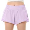 QooNoo Girls Athletic Shorts with Zipper Pocket Lightweight Elastic Waist Running Shorts for Teen Girls Kids Active Sports (Lavender,Small) view 1