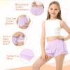 QooNoo Girls Athletic Shorts with Zipper Pocket Lightweight Elastic Waist Running Shorts for Teen Girls Kids Active Sports (Lavender,Small) view 3