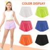 QooNoo Girls Athletic Shorts with Zipper Pocket Lightweight Elastic Waist Running Shorts for Teen Girls Kids Active Sports (Lavender,Small) view 4