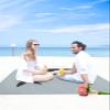 Gsypo Beach Blanket Waterproof Sandproof 95x80, Summer Grey Ocean with Black Whale and Cloud Oversized Beach Mat with 4 Corner Sand Pocket & 4 Stakes, Outdoor Picnic Mat for Camping Travel view 4