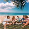 Gsypo Beach Blanket Waterproof Sandproof 108x84, Abstract Geometric Gradient Brown Retro Pattern Oversized Beach Mat with 4 Corner Sand Pocket & 4 Stakes, Outdoor Picnic Mat for Camping Travel view 3