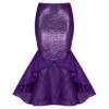 Miutii Women Mermaid Tail Costume Cosplay Party Sparkling Panel Sequin Skirt Halloween Fancy Dress Purple XX-Large view 4