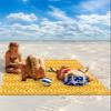 Gsypo Beach Blanket Waterproof Sandproof 84x80, Summer Abstract Geometric Gradient Orange Ocean Wave Oversized Beach Mat with 4 Corner Sand Pocket & 4 Stakes, Outdoor Picnic Mat for Camping Travel view 2