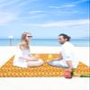 Gsypo Beach Blanket Waterproof Sandproof 84x80, Summer Abstract Geometric Gradient Orange Ocean Wave Oversized Beach Mat with 4 Corner Sand Pocket & 4 Stakes, Outdoor Picnic Mat for Camping Travel view 4
