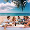 Beach Blanket Waterproof Sandproof 84x80, Starry Sky Whale Fantasy Galaxy Clouds Oversized Beach Mat with 4 Corner Sand Pocket & 4 Stakes, Outdoor Picnic Mat for Camping Travel view 3