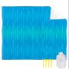 Gsypo Beach Blanket Waterproof Sandproof 118x108, Summer Abstract Geometric Gradient Blue Ocean Wave Oversized Beach Mat with 4 Corner Sand Pocket & 4 Stakes, Outdoor Picnic Mat for Camping Travel view 1