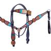Western Headstall Breast Collar Reins Set Leather Hand Carved Tooled Equestrian Trail Horse Saddle Tack Set Full Cob Pony ST-HTS-017 (Pony) view 1