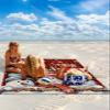 Gsypo Beach Blanket Waterproof Sandproof 118x108, Christmas Cute Snowman Red Buffalo Plaid Oversized Beach Mat with 4 Corner Sand Pocket & 4 Stakes, Outdoor Picnic Mat for Camping Travel view 2