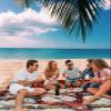 Gsypo Beach Blanket Waterproof Sandproof 118x108, Christmas Cute Snowman Red Buffalo Plaid Oversized Beach Mat with 4 Corner Sand Pocket & 4 Stakes, Outdoor Picnic Mat for Camping Travel view 3