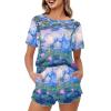 DISNIMO Claude Monet Poster Pajama Shorts Set for Women L Soft Comfy Sleepwear Womens Pullover Pj Set Short Sleeve Top and Jogger Pants Nightwear with Pockets 2 Piece Lounge Set view 2