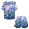 DISNIMO Claude Monet Poster Pajama Shorts Set for Women L Soft Comfy Sleepwear Womens Pullover Pj Set Short Sleeve Top and Jogger Pants Nightwear with Pockets 2 Piece Lounge Set view 4