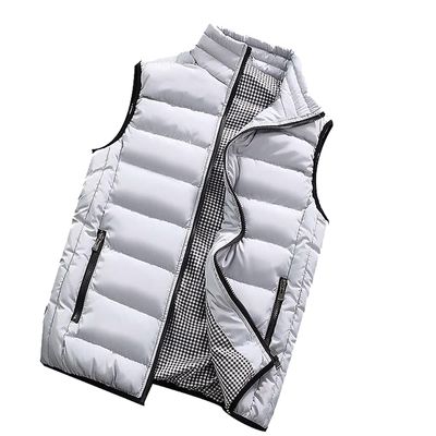 RTRDE Jacket, Outdoor Casual Stand Collar Padded Vest Coats Men Bubble Vest Brown Puffer Slim Quilted Vest Golf Men's Medium Vests Outerwear Jacket Mens Travel Vest Jacket Vest (L, Gray)