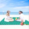Beach Blanket Waterproof Sandproof 95x80, Summer Abstract Geometric Gradient Aqua Green Ocean Wave Oversized Beach Mat with 4 Corner Sand Pocket & 4 Stakes, Outdoor Picnic Mat for Camping Travel view 4