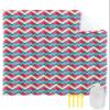 Gsypo Beach Blanket Waterproof Sandproof 84x80, Abstract Geometry Red Aqua Herringbone Pattern Oversized Beach Mat with 4 Corner Sand Pocket & 4 Stakes, Outdoor Picnic Mat for Camping Travel view 1