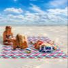 Gsypo Beach Blanket Waterproof Sandproof 84x80, Abstract Geometry Red Aqua Herringbone Pattern Oversized Beach Mat with 4 Corner Sand Pocket & 4 Stakes, Outdoor Picnic Mat for Camping Travel view 2