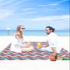 Gsypo Beach Blanket Waterproof Sandproof 84x80, Abstract Geometry Red Aqua Herringbone Pattern Oversized Beach Mat with 4 Corner Sand Pocket & 4 Stakes, Outdoor Picnic Mat for Camping Travel view 4