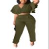 AIIYYQB Sexy Summer Two Piece Sets for Women Dressy Crop Top Elegant Vacation Brunch Pants Suit Going Out Outfit view 1