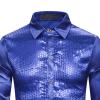 leasote Men Long Sleeve Sequin Shirt Men's Shiny Lapel Collar Club Dance Slim Fit Colorful Blue M view 3
