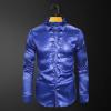 leasote Men Long Sleeve Sequin Shirt Men's Shiny Lapel Collar Club Dance Slim Fit Colorful Blue M view 4