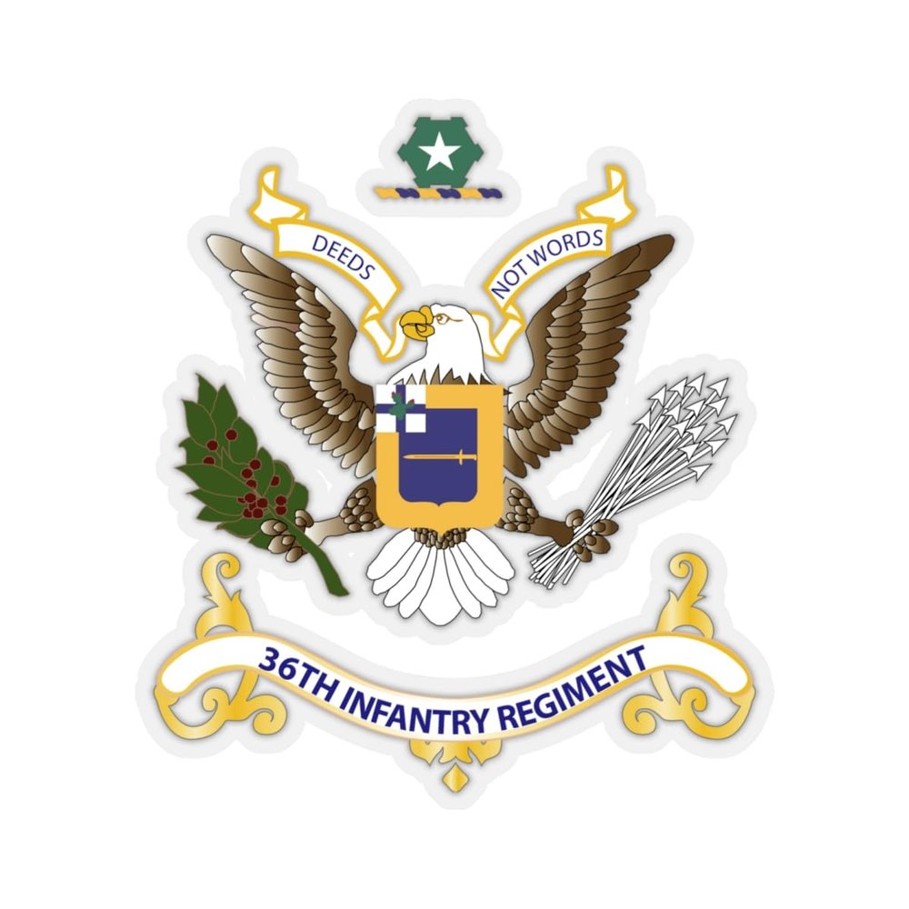Kiss-Cut Stickers - Regimental Colors - 36th Infantry Regiment (2"x2", Transparent)